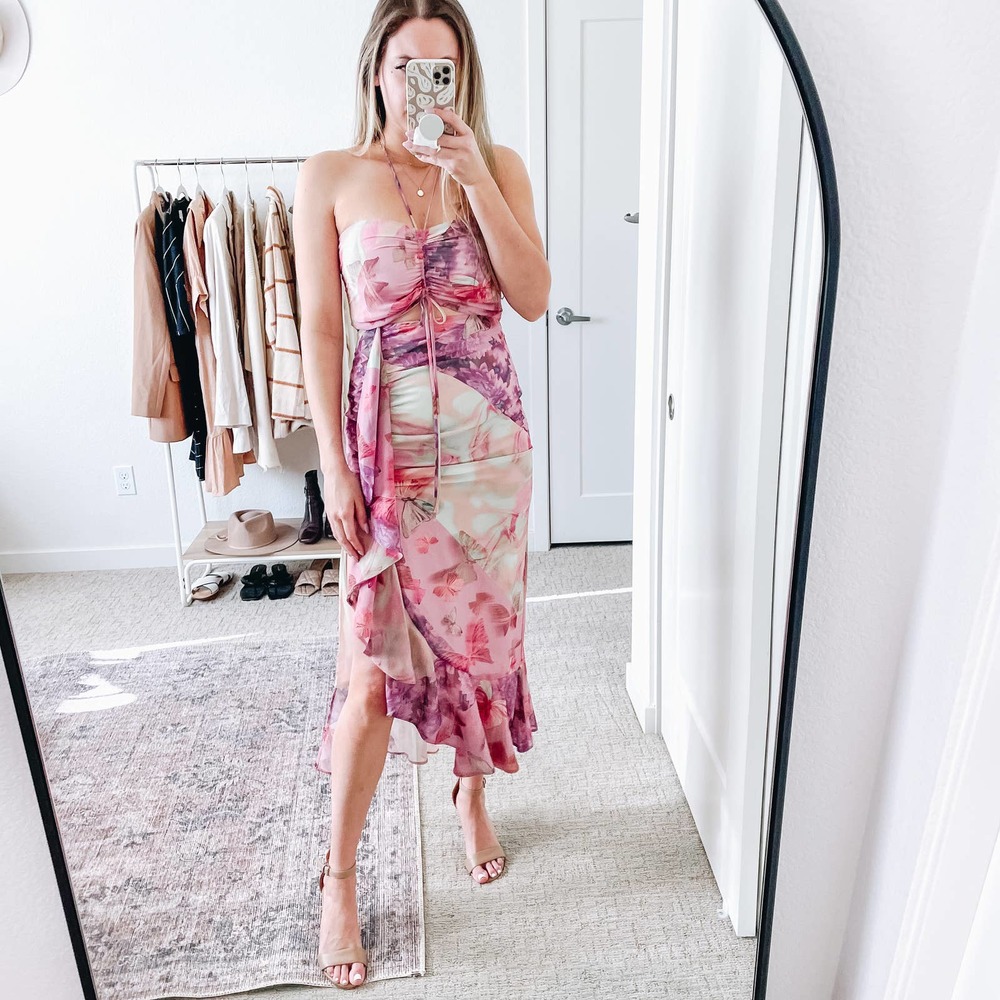 NBD Revolve Bellisima Butterfly Floral Cut Out Maxi Dress